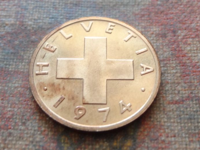 Alle Münzen: 1 Rp. 1974  (A) – Gebraucht aus Romanel-sur-Lausanne von Swift13