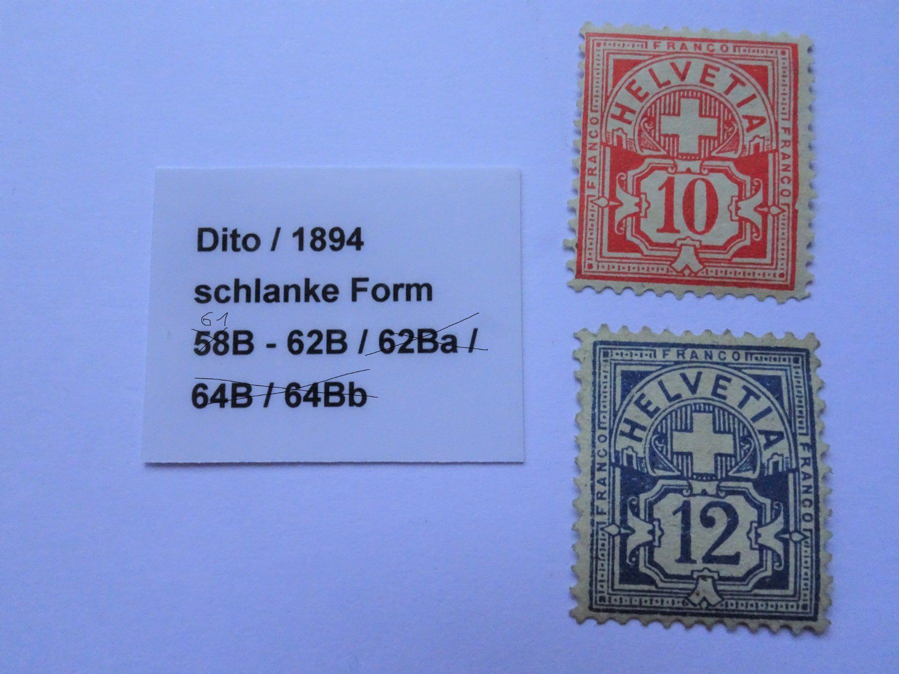 Tutti i francobolli: 1894** Faserpapier, schlanke Form. – Nuovo (secondo la descrizione) da Aadorf venduto da Chnorli-Furz