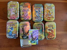 Pokemon Tins 8er Set LEER nur Karte enthalten !prismatic evo