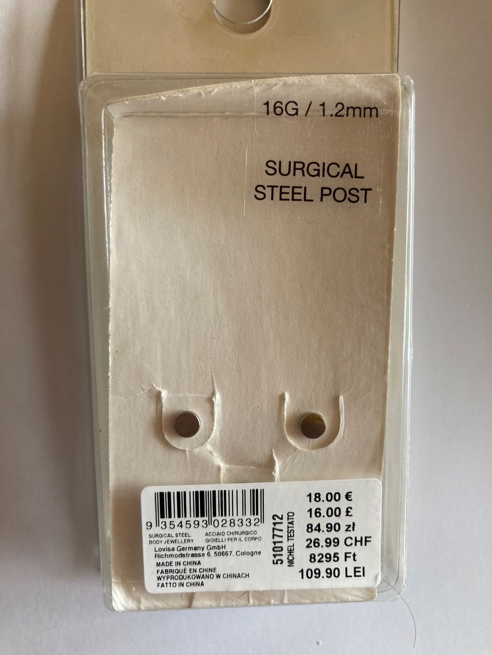 Gioielli per piercing: Piercing; Ohr-Stecker; 3er Set; Lovisa; NEU! – Nuovo e nell'imballaggio originale da Mosnang venduto da Kusli09 2