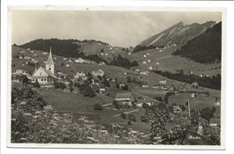 Amden (SG) Dorfpartie mit Kirche - Sonnenterrasse - 1934