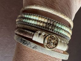 Modisches Armband, Wickelarmband, beige, neuwertig