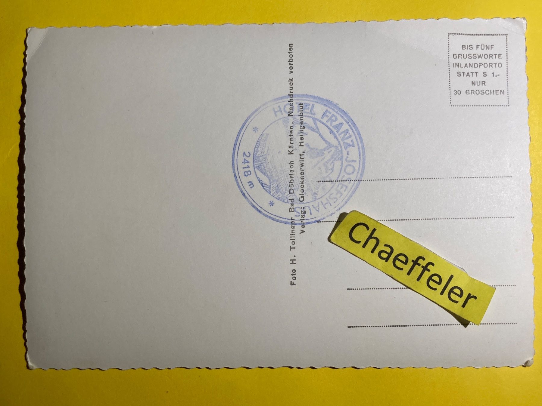 Cartoline postali: Grossglockner mit Pasterzengletscher und Gamsgrubenweg – Usato da Zürich venduto da Chaeffeler 1