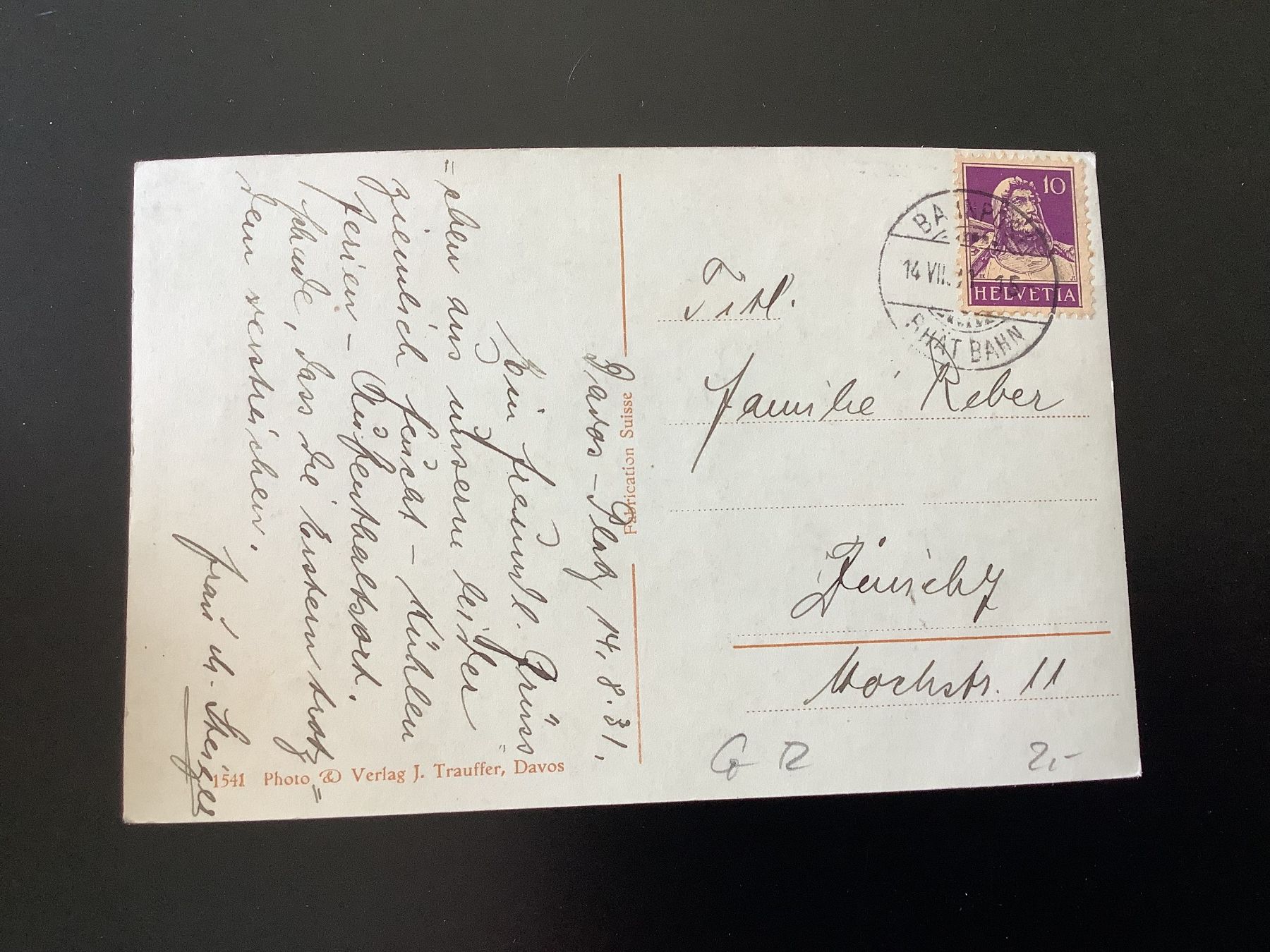 Cartoline postali: Davos gel 1931 – Usato da Bassersdorf venduto da F-104fan 1