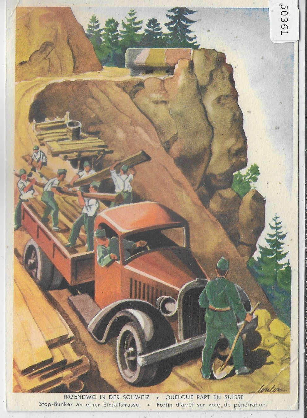 Cartoline postali: Armee Suisse - Stop-Bunker an einer Einfallstrasse – Usato da Ettingen venduto da Kartenplanet