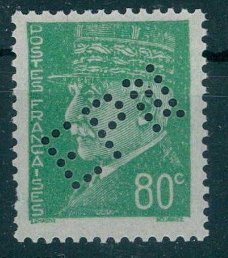 Tutti i francobolli: FRANKREICH, 80 C. Pétain mit "EPN" PERFIN1942, POSTFRISCH ** – Usato da Wetzikon ZH venduto da Philimpex