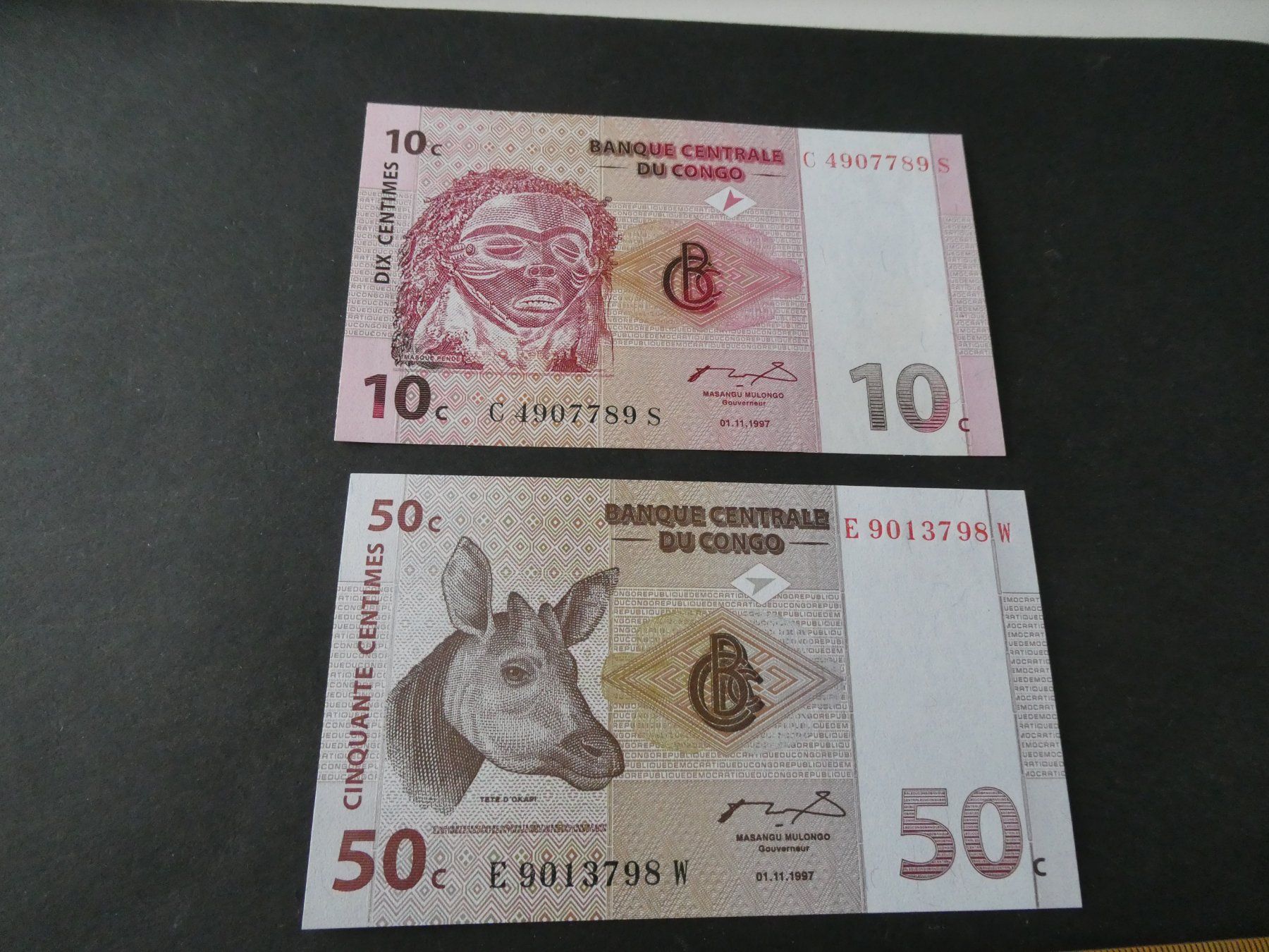 Billets de banque: Congo, 2 alte Geldscheine – D'occasion à Hinterforst par Rohusri