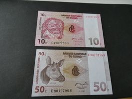 Congo, 2 alte Geldscheine