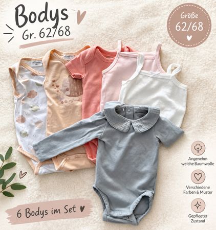 6 Baby Bodys Set Gr. 62/68