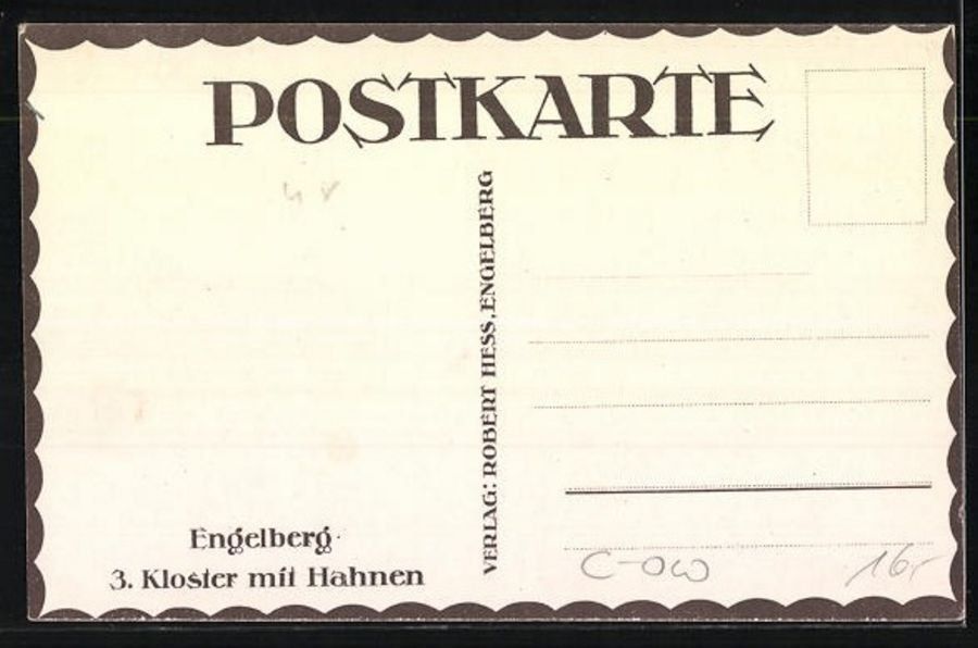 Cartoline postali: Engelberg, Kloster, Künstlerkarte – Usato da Frauenfeld venduto da POML 1