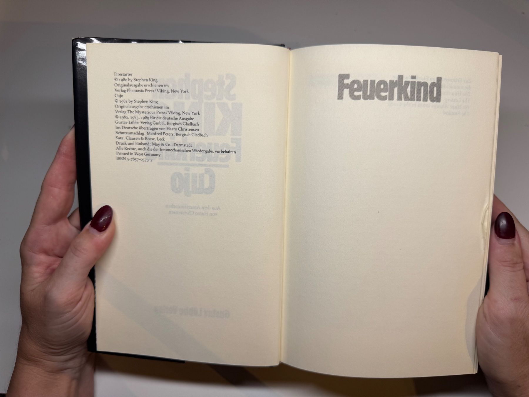 Libri: ROMAN: Stephen King, 2 Klassiker: Feuerkind, Cujo – Usato da Grosswangen venduto da Deutsche_Romane 3
