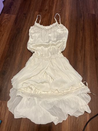 Boho/ Ibiza Kleid weiss Satin Seide fairy core Grösse S 