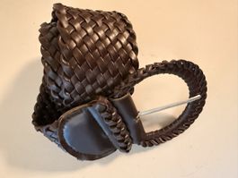 Flechtgürtel / Geflochtener Gürtel Leder Dunkelbraun