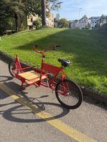 Lastenfahrrad rot mit Holzplattform gebrauchter Zustand