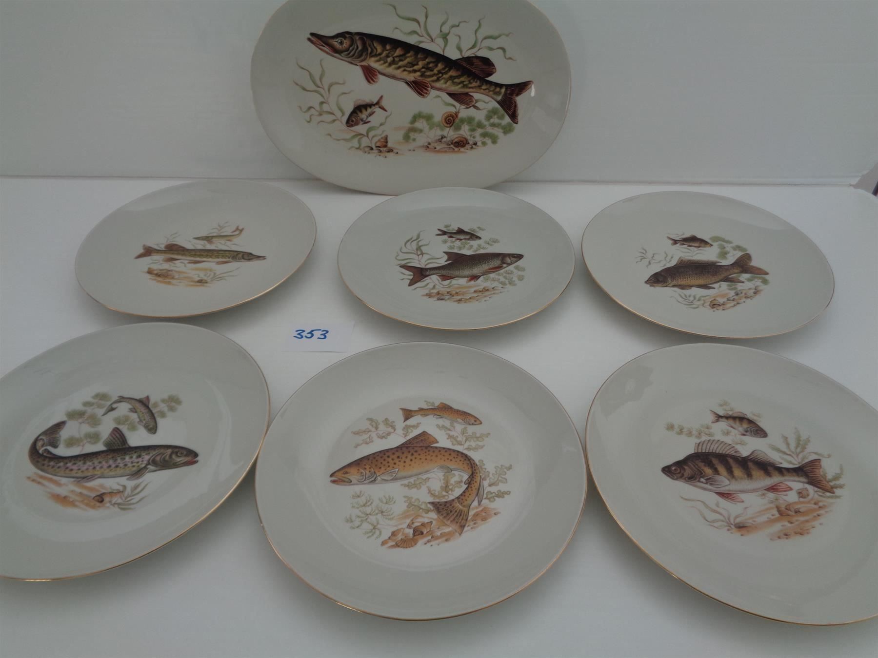 Geschirrsets: 6 Fischteller 1 Servierplatte - Bavaria – Gebraucht aus Chur von omonia