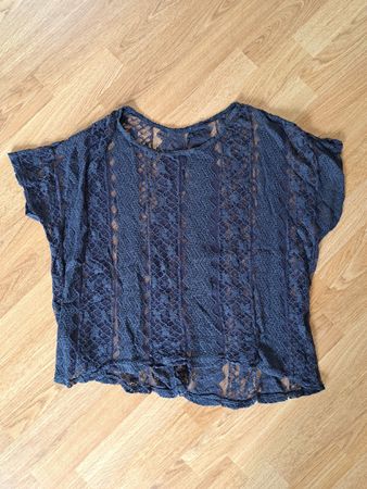 Damen Bluse Spitzenoptik Dunkelblau Grösse S