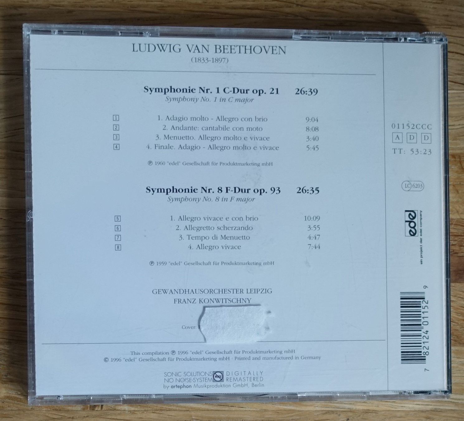 CD: Beethoven - Symphonies Nos. 1 & 8 - F32 – Usato da Sessa venduto da fraenklishop 1