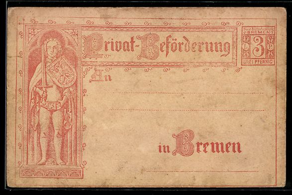 Cartoline postali: Bremen, Private Stadtpost, Ganzsache mit – Usato da Berlin venduto da bartko-reher