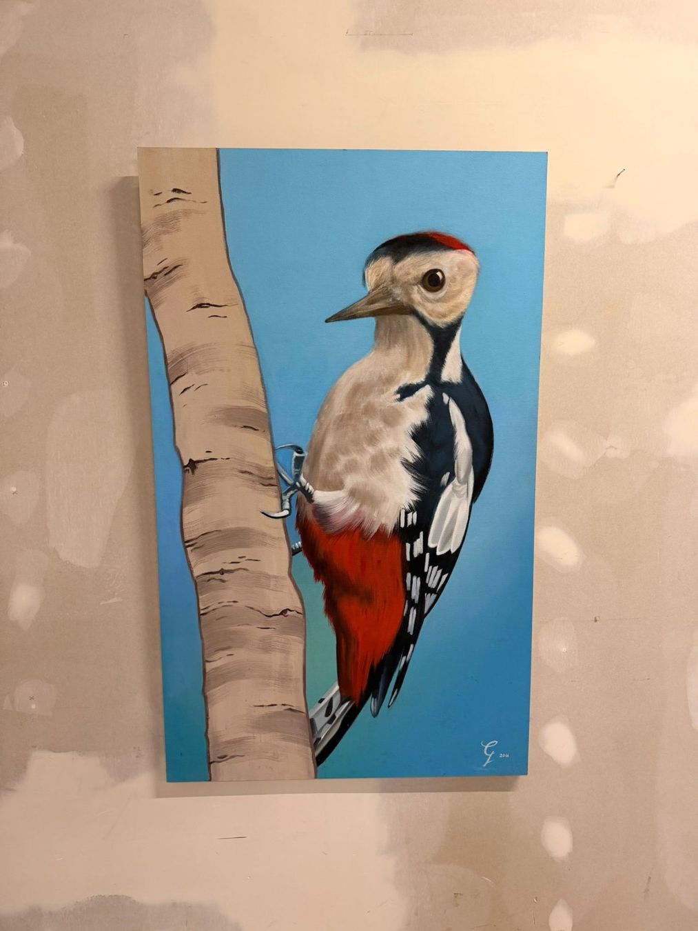 Dipinti: Acryl Bild mit Buntspecht Handgemalt Wandbild Gemälde – Usato da Rickenbach ZH venduto da Der-Insider 1