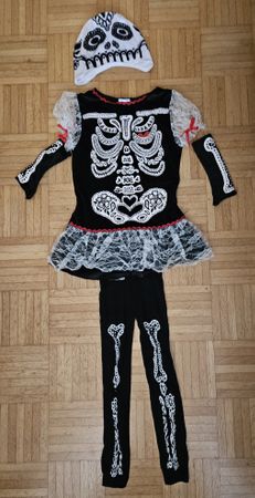 Déguisement squelette enfant noir blanc bon état