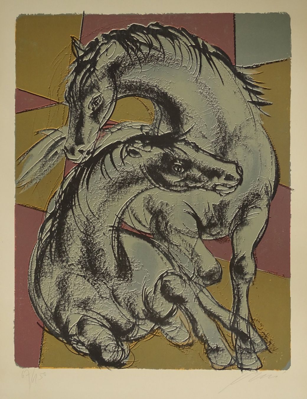 Grafica & Litografie: HANS ERNI: PFERDE, CHEVAUX, LITHOGRAPHIE MIT 5 FARBEN – Usato da Grüningen venduto da Kartensammler 1