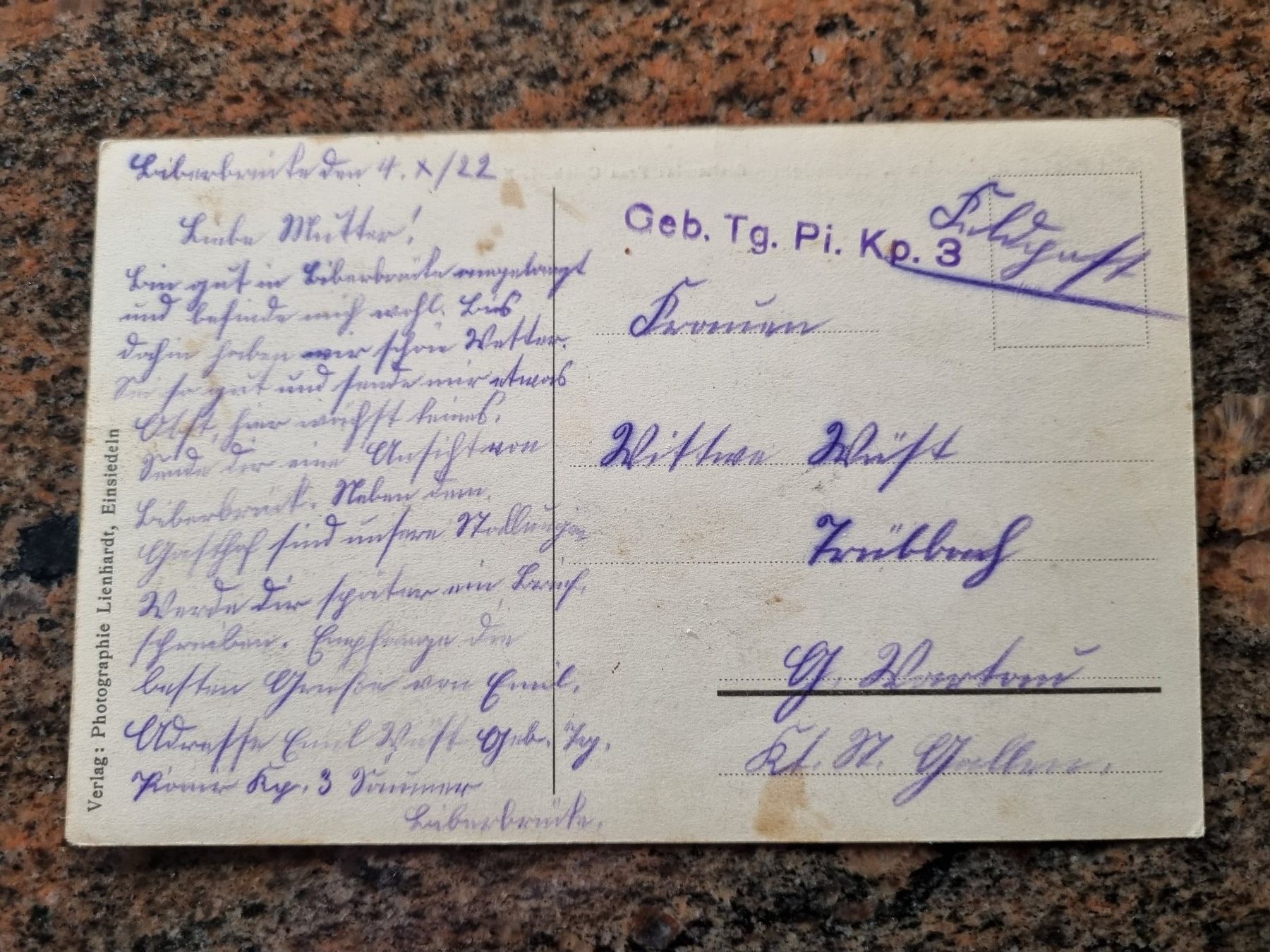 Cartoline postali: Alte Ansichtskarte Hotel Post Biberbrücke b. Einsiedeln 1922 – Usato da Trachslau venduto da bastet06 1