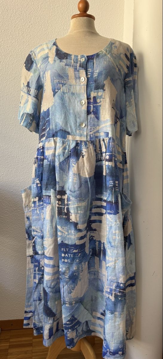Luukaa Vestiti: Luukaa robe 100% lin bleu et blanc, taille 40 – Nuovo e nell'imballaggio originale da Morges venduto da sandy069