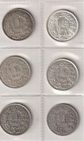 6 x 1 Franken (diverse Jahrgänge)