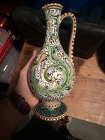 Italienische Keramikvase bemalt florales Muster bebraucht