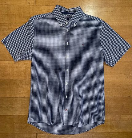 Tommy Hilfiger Hemd kurzarm blau weiss kariert (M)