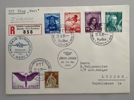1939 Einges. Landi-Euro-flug F12z+satz PJ 1938 + Nr. 110