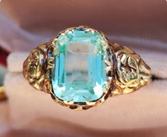 ✨Antiker Spinell Ring hellgrün-blau 14ct 585 Gold