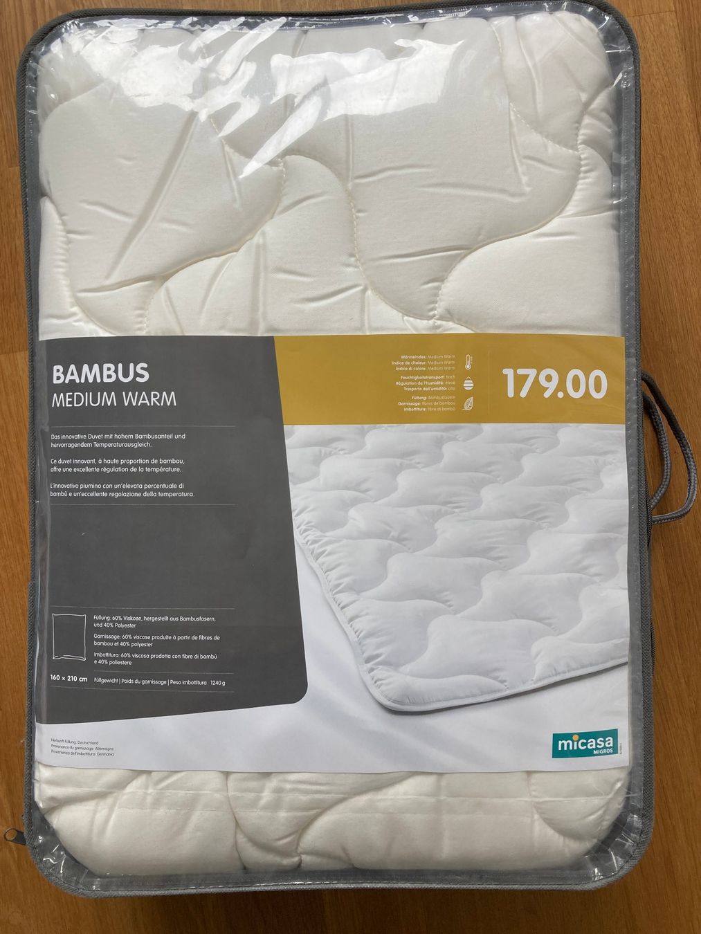 Micasa Coperte: Neue Bambus Bettdecke,160x210cm, Medium Warm – Nuovo e nell'imballaggio originale da Zürich venduto da SilvanKa
