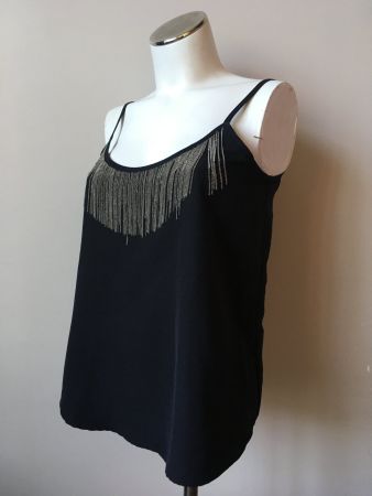 Débardeur noir avec franges argentées - taille S - SODA
