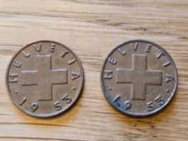 1 Rappen Münze, Jahr 1953, Glücksrappen