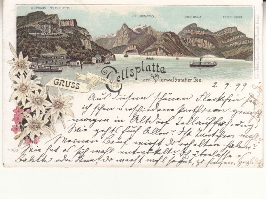 Cartoline postali: Vierwaldstättersee / Tellsplatte 1899 – Usato da Bürglen TG venduto da StampGraf