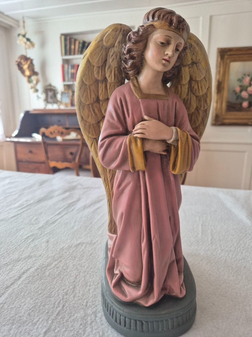 Statuette: Antiker betender rosa Engel ca. 1920 – Usato da Speicher venduto da Ramtha1