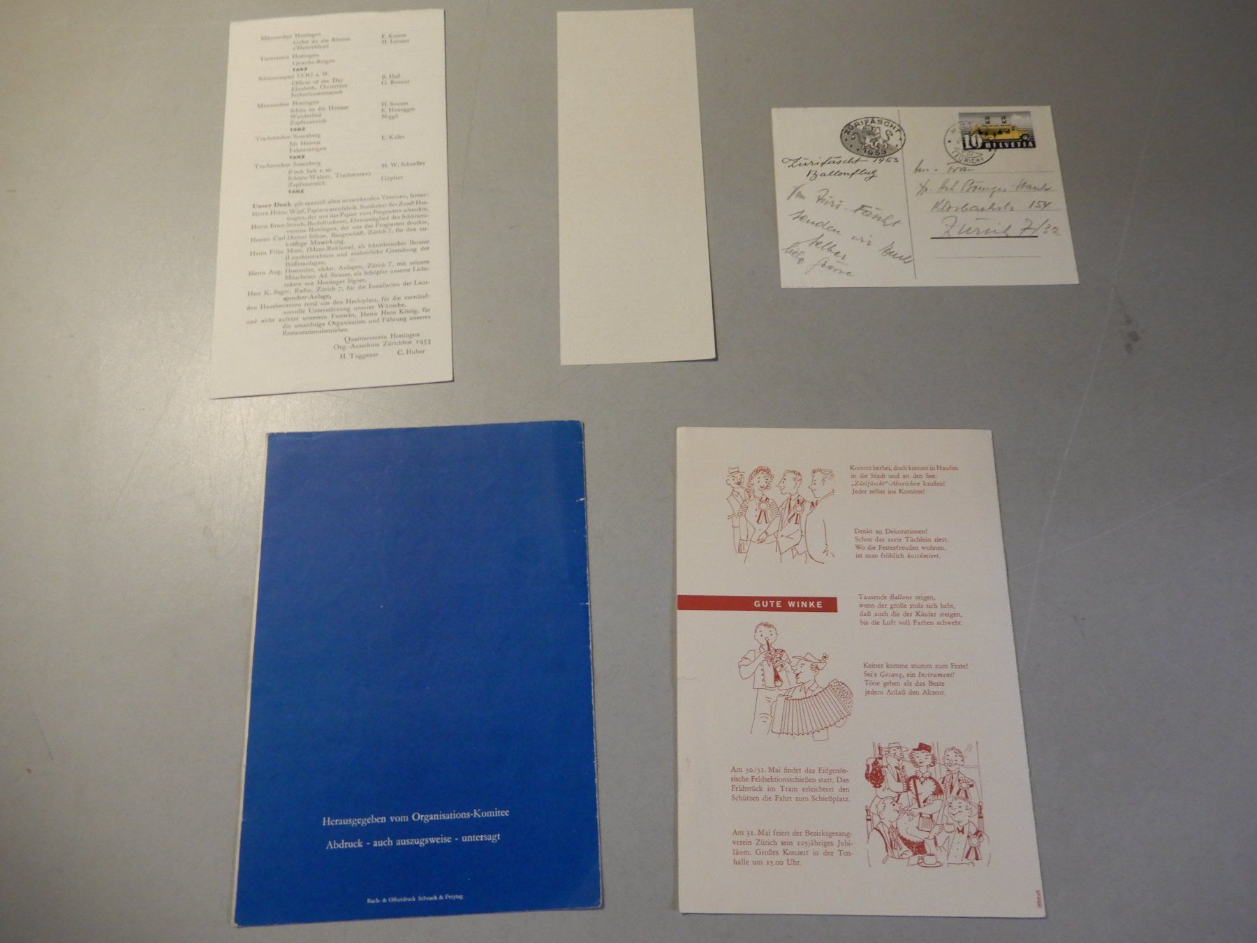 Dokumente: Zürifäscht 1953 Sammlung, Programm und Grusskarte – Gebraucht aus Erstfeld von Mario_boe0 1