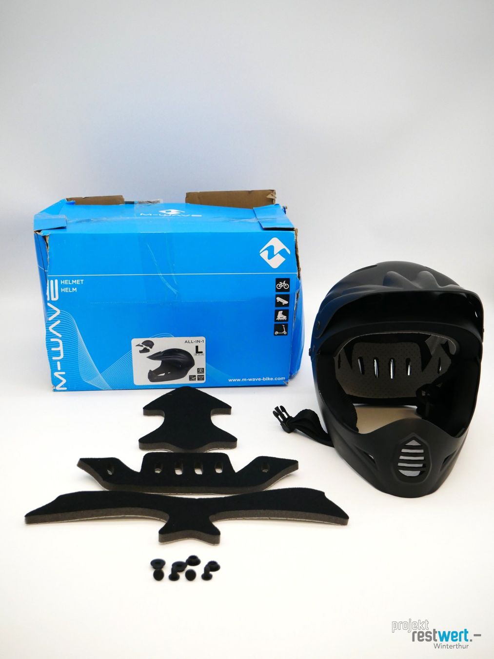 Caschi: M-WAVE - All-in-1- Helm, schwarz – Nuovo (secondo la descrizione) da Winterthur venduto da Restwert_Winterthur
