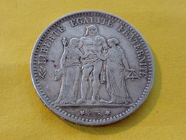 Frankreich 5 Francs 1877 A "Herkulesgruppe" Silber