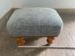 Fuss Hocker antiker Stil gepolstert Holzfüsse blau guter ...