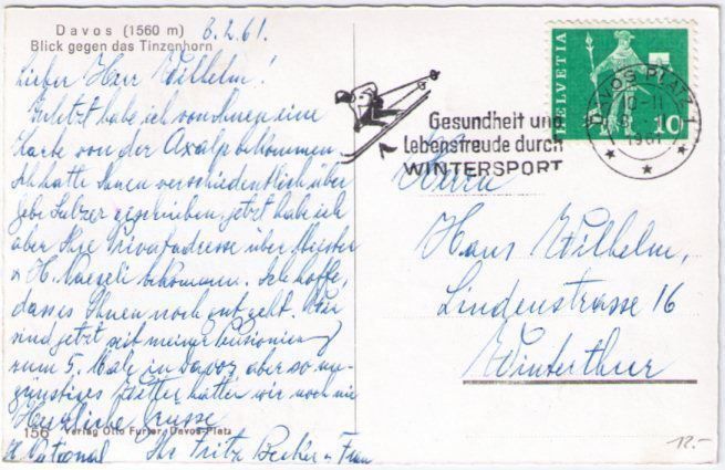 Cartoline postali: Davos gegen Tinzenhorn – Usato da Binningen venduto da Mountainrider 1