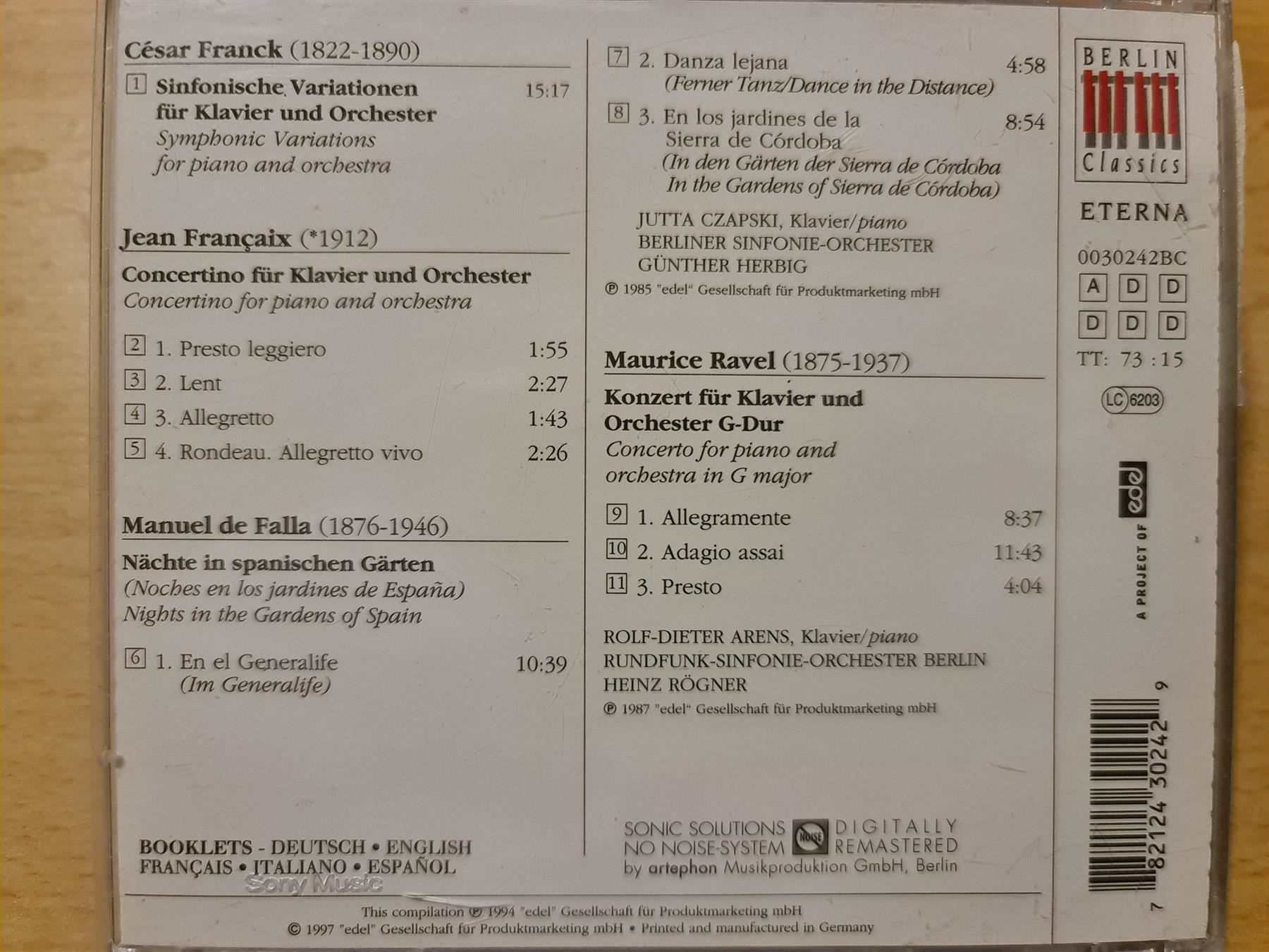 CD: Klassik  - Franck Francaix de Falla – Usato da Dintikon venduto da Vexi 1