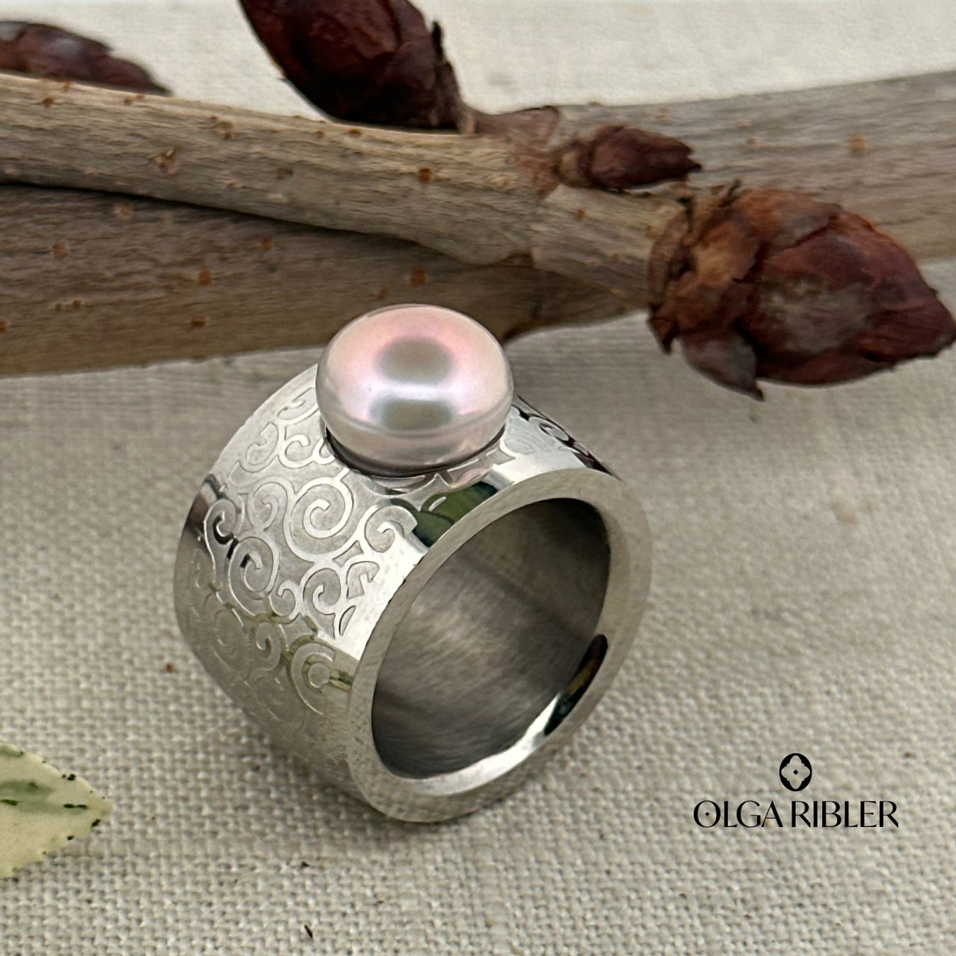 Olga Ribler Bagues: Edelstahl Ring mit Perle Grösse 58 – Neuf (Voir description) à Luzern par Schmuckoutlet 4
