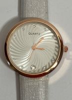 Damen  Quarzuhr Uhr Glitzerarmband silber, Gehäuse rosegold