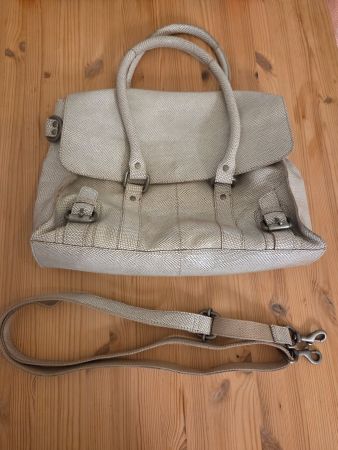 Beige Tasche, Schlangenlederoptik, Umhängetasche