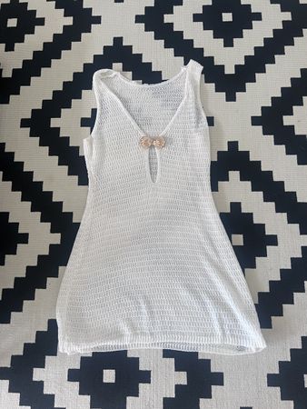 Strandkleid gehäkelt weiss Grösse M Zustand gut