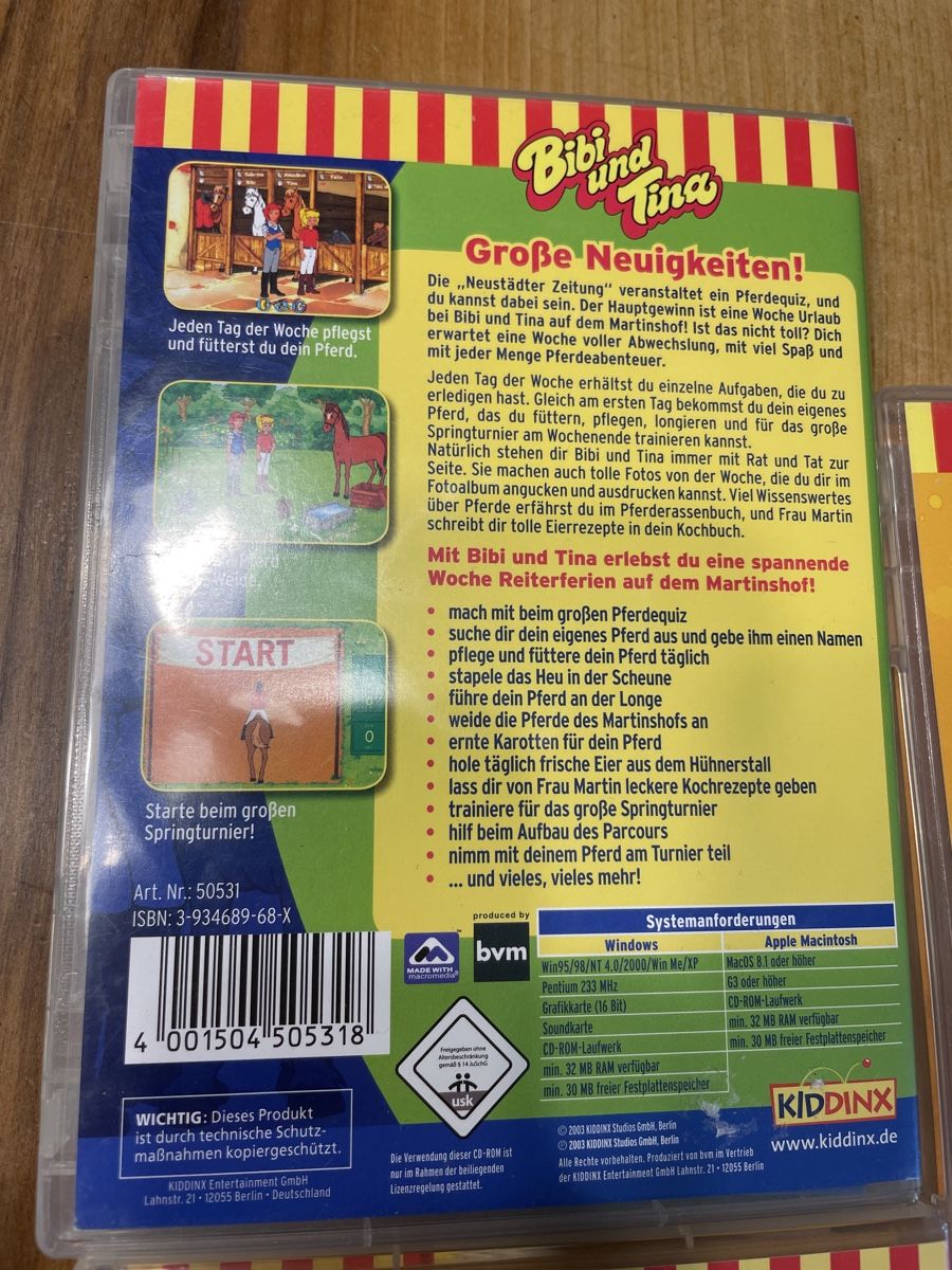 Giochi: Bibi und Tina Spiele Sammlung - 3 CD Rom – Usato da Therwil venduto da rubininio 3