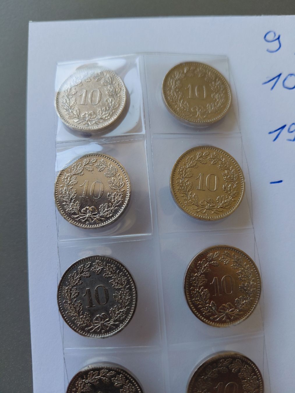 Tutti le monete: 10 Rappen 9 Stück 1990-98 – Usato da Bonaduz venduto da topolino052 3