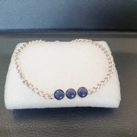 835 Silber Armband mit blauen Steinen, Vintage Schmuckstück,